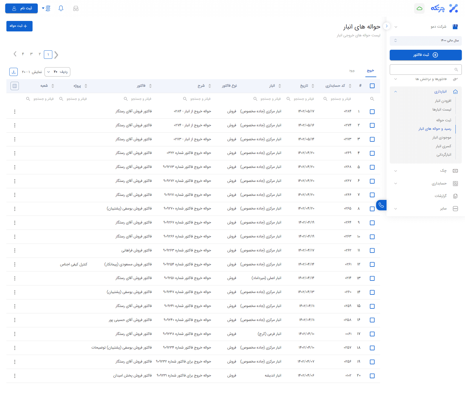 لیست حواله ها