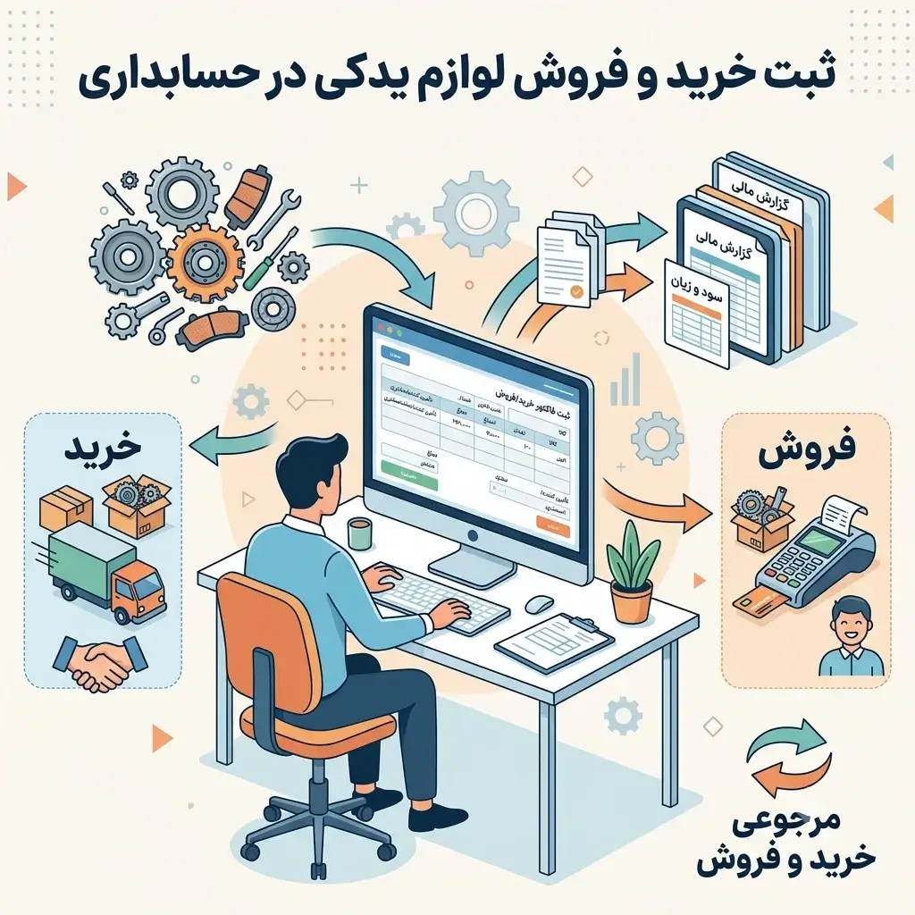 ثبت خرید و فروش لوازم یدکی در حسابداری